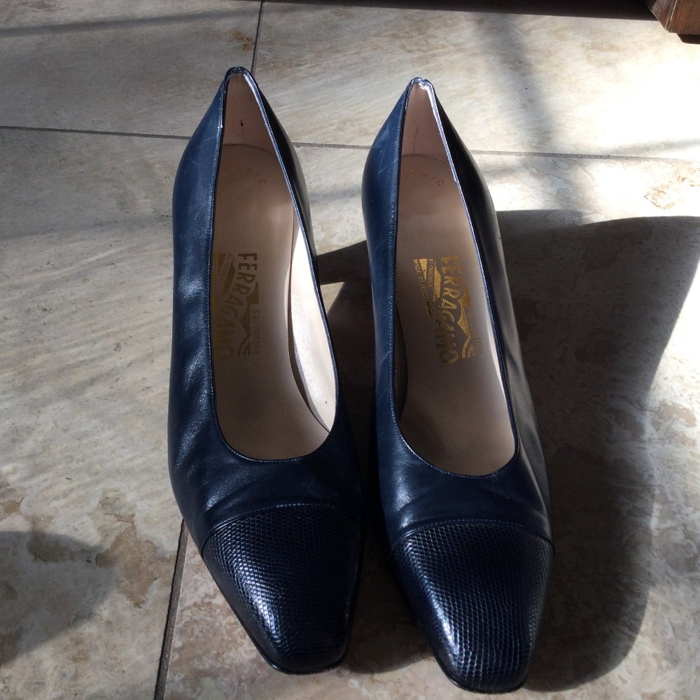 Ferragamo Navy Blue Shoes